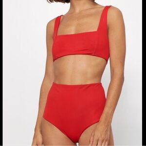 NWT MARA HOFFMAN Lira Vibrant Red Coat high waist bikini set size XS